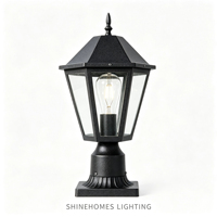 Lanterne de poteau en acier inoxydable et aluminium IP65 AC, douille E27, anti-rouille, cadre soudé, base hexagonale moulée, pour villa, mur, clôture, jardin