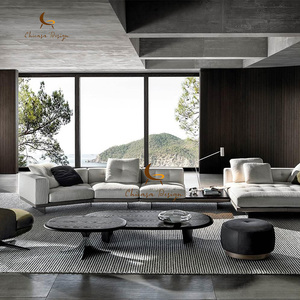 Juego de Sofás en Forma de L de Diseño Italiano Minimalista <span class=keywords><strong>Dylan</strong></span>, Muebles para Sala de Estar, Sofá Moderno de Lujo con Tela Blanca - Product Image 3