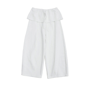 Daily Casual Outfit Weekend Trip Korean Casual Style Lightweight Wrinkle Resistant Women's <b>White</b> <b>Trousers</b> - Product Image 1