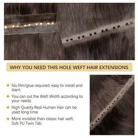 Extensions de cheveux russes XO Twin Tabs 16 pouces, lisses et soyeux, à trame invisible, micro-liens, double trame, couleur 1B
