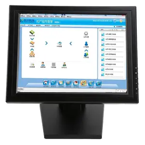 Monitor Terpasang Di Dinding, Desktop LCD Layar Sentuh Kapasitif POS PC 17 Inci Sentuh 15 Inci