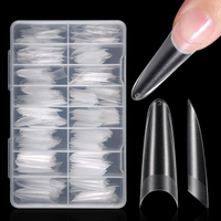 Salon de manucure 32/320pcs gouttelettes d'eau forme faux ongle pointe transparente demi-couverture pleine mate longue ronde ongles conseils