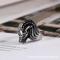 Bague tête de dragon de style chinois, bijoux unisexes en acier titane SA882