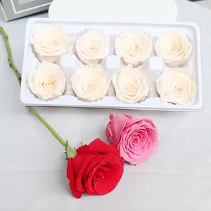 Flor seca cabeça em caixa de presente, venda quente colorida beleza preservada rosas 4-5cm wreaths toque natural perfeito presente
