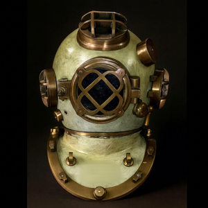 Casque de plongée vintage en métal pour la plongée en eaux profondes, casque de plongeur nautique décoratif, objet de collection marin, décoration d'intérieur, présentation sur table, vente en gros - Product Image 1