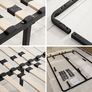 Letto in metallo stile nordico con doghe in legno, Design minimalista-facile rimozione, abbattimento, prezzo diretto di fabbrica - Product Image 3