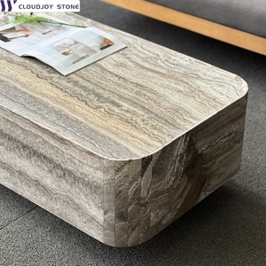 Tùy chỉnh hiện đại sang trọng màu xám bạc hình chữ nhật travertine Đá Cẩm Thạch Bàn cà phê với cơ sở thấp cho phòng khách đồ nội thất trung tâm bảng - Product Image 4