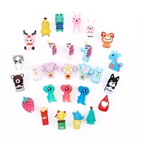 Creatieve Cartoon Siliconen Schattige Mini Penpunt Dopjes 3D Fruit en Dieren Potlood & Gelpen Accessoires Gemengde Verpakking