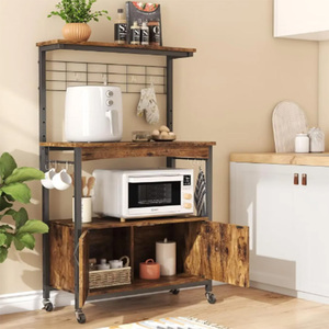 Support de <span class=keywords><strong>boulanger</strong></span> sur mesure à 3 niveaux en métal et bois avec armoire de rangement pieds réglables Design moderne pour le salon Prix de gros - Product Image 4