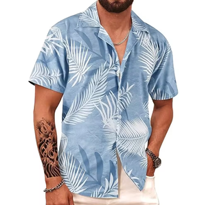 Chemise à manches courtes boutonnée 100% coton, motif personnalisé, matière personnalisée pour hommes, vêtements de plage <span class=keywords><strong>d</strong></span>'été, fabricant en gros, faible MOQ - Product Image 5