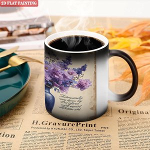 Frosted Black 11oz <b>Ceramic</b> Mug Heat Sensitive Sublimation Blank <b>Cup</b> For Custom Design - Product Image 5