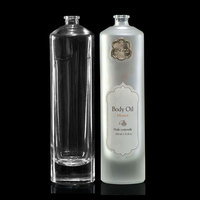 Botol Diffuser Parfum Silinder Transparan Berlapis Embun dengan Tutup Bunga