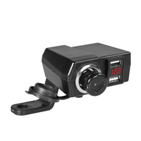 Chargeur de moto 12/24V, double chargeur USB, compteur de tension LED, prise allume-cigare, support pour guidon et rétroviseur