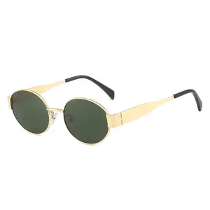 FF2268 2024 Metal Frame Shades 90s Style Vintage Sun Glasses Travel Beach Driving Sunglasses Retro Oval Sunglasses For Women Men