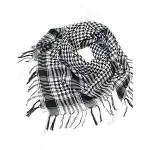 Q703 Cotton Scarf 95*95cm Shemagh Tactical Desert Keffiyeh Head Neck Scarf Arab Wrap With Tassel Scarves