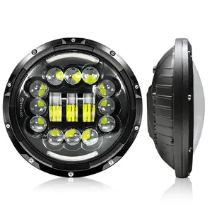 7 Zoll doppelfarbe Bernstein hochleistung 8800LM H4 runder Led-Projektor Scheinwerfer 60 W Umbausatz Auto-Led-Scheinwerfer für Jeep Harley