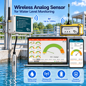 Sensor de Nivel de Agua Inalámbrico con Transmisión RF de hasta 1200m, Sensor Analógico para Monitoreo del Nivel de Agua - Product Image 1