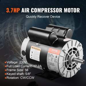 DB 3.7HP 230V 17.2A 3450RPM 56 Frame <b>Electric</b> <b>Motor</b> CW/CCW Rotation Air Compressor for Hydraulic <b>Motors</b> - Product Image 2