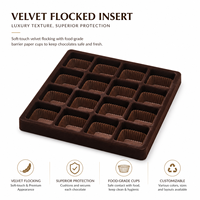Boîte cadeau de luxe personnalisée pour chocolats avec insert en velours floqué et coupelles de qualité alimentaire