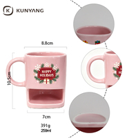 Mug à café en céramique en gros avec compartiment inférieur pour biscuits et collations, mug carré en céramique avec poignée, logo personnalisé, cadeau