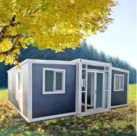 Maison conteneur préfabriquée extensible en acier léger, écologique, étanche, alimentée à l'énergie solaire, mobile, bureau, cuisine, chambre