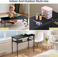 Table de camping pliante en alliage d'aluminium au design moderne, hauteur réglable (max. 27,5 po), filet de rangement, portable pour barbecue en extérieur