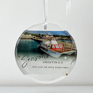 Adorno navideño de cristal con impresión a todo Color, adorno redondo de cristal K9, adorno colgante de cristal en blanco, adornos de cristal - Product Image 1