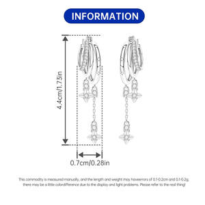 Nuevos pendientes colgantes de latón con circonitas de corte redondo y borlas multicapa de cobre blanco, con temática de cielo estrellado para mujer - Product Image 4