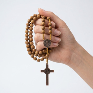 Rosario Católico de Madera de <span class=keywords><strong>San</strong></span> <span class=keywords><strong>Benito</strong></span> para Hombre y Mujer, Collar para Oración Diaria, Protección Espiritual, Cuentas con Cruz de <span class=keywords><strong>San</strong></span> <span class=keywords><strong>Benito</strong></span>, Regalo Religioso - Product Image 2