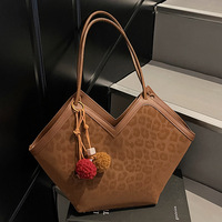 Sac fourre-tout grande capacité à imprimé léopard en PU avec bandoulière unique pour femme – Nouvelle collection 2026, tendance et décontracté