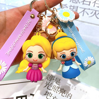 Porte-clés promotionnel en caoutchouc 3D motif princesse sirène de dessin animé mignon, accessoire personnalisé pour clés de voiture et sacs à main – Grande vente