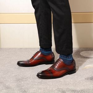 Zapatos Oxford de cuero genuino hechos a mano con cordones, teñidos a mano, con un hermoso diseño para bodas, fiestas, oficina y moda. - Product Image 2