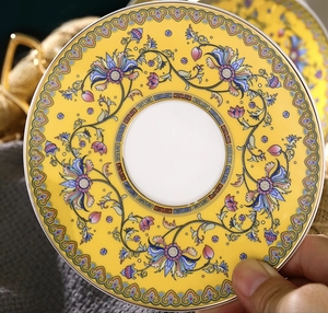 Juego de Té de Porcelana Fina Amarilla con Detalles en Oro - Taza y Platillo de Porcelana Resistentes al Calor de 250 ml, Caja de Regalo Premium, OEM/ODM - Product Image 5