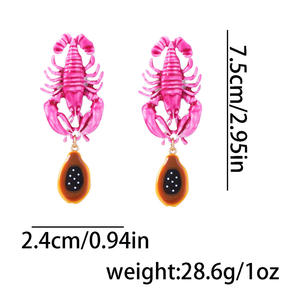 Boucles d'oreilles de vacances pour femmes avec pendentif homard animal en alliage de style loisir marin léger de luxe - Product Image 2
