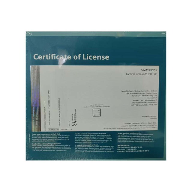6ES7658-2XA00-0XB0 100% New Original SIMATIC PCS 7 Software Runtime License OS (PO 100) Single License Good Price