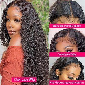 Parrucche Lace Front 13x4 Deep Wave all'Ingrosso in Capelli Umani Densità 200% Parrucche Frontal Ricce per Donne di Colore Colore Naturale <span class=keywords><strong>30</strong></span> Pollici - Product Image 3
