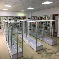 Vitrine d'exposition en verre trempé avec éclairage LED, porte verrouillable, pour magasin de détail
