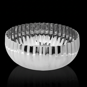 Diamond Look Polished Metal Bowl With Ribbed Design Minimalist Style For Food Serving Party Occasion Dishwasher Safe - Product Image 1