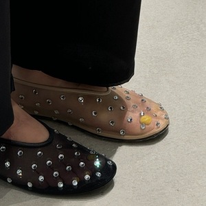 Zapatos planos Mary Jane con diamantes de imitación para mujer, novedad primavera 2026, de malla transpirable, calzado individual, estilo ballet, para cena - Product Image 1