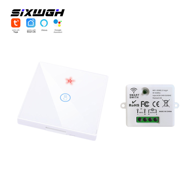 SIXWGH Smart Life Switch for Smart Control Motorized Curtains Blinds Tuya Wifi RF433 Schedule Voice Control with Alexa for Room