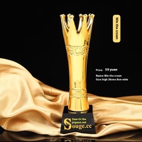 Trophée personnalisé haut de gamme écologique en cristal, nouvelle couronne en résine, récompense de champion, métal plaqué or, technique de gravure sculptée UV