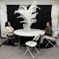Table de cocktail portable ZKAI à plateau haut, 150 cm/5 pieds, table de bar pliante en plastique ronde pour événements de mariage