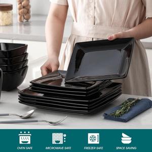 <span class=keywords><strong>Vajilla</strong></span> <span class=keywords><strong>completa</strong></span> de gres negro, Plato cuadrado para ajuste de lugar, platos de cena, juegos de cena, juego de <span class=keywords><strong>vajilla</strong></span>, 16 piezas - Product Image 4