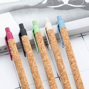 Custom Logo Novelty Promotional Plastic Wheat Straw <b>Retractable</b> Ballpoint 1.0Mm Metal-Nib Cork Ball <b>Pen</b> - Product Image 3