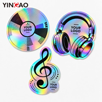 Autocollant holographique personnalisé découpé sur mesure en vinyle, étanche, avec logo personnalisé pour ordinateur portable, étui de guitare, merchandising de groupe, boutique