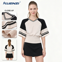 T-shirt à manches courtes Kuenzi surdimensionné style Hot Girl 210GSM 95% coton 5% élasthanne avec patchwork de couleurs contrastées pour filles