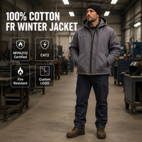 Veste d'hiver FRC pour soudeurs, travailleurs pétroliers, style western, veste de sécurité FR résistante aux flammes pour hommes, manches longues, deux poches
