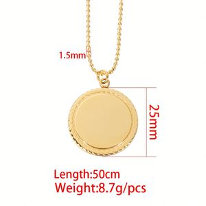 Hot Sale 18k Stainless Steel Rose Gold Plated Round Custom Engraved Charm Pendant Blank Engraving Necklace for Female - Product Image 4