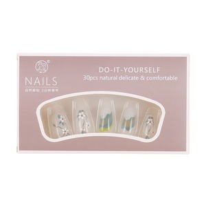 Ins Venta caliente Uñas usables Venta al por mayor Paisaje Flor Pegatinas Estilo corto 30 Piezas de uñas falsas desmontables Producto terminado - Product Image 5