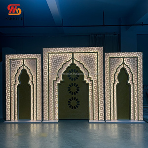 Nuevo Juego de Telones de Fondo de Lujo para Bodas con Diseño de Luces LED, 3 Piezas, Telón de Fondo Hueco con Patrones, Suministros para Bodas - Product Image 4